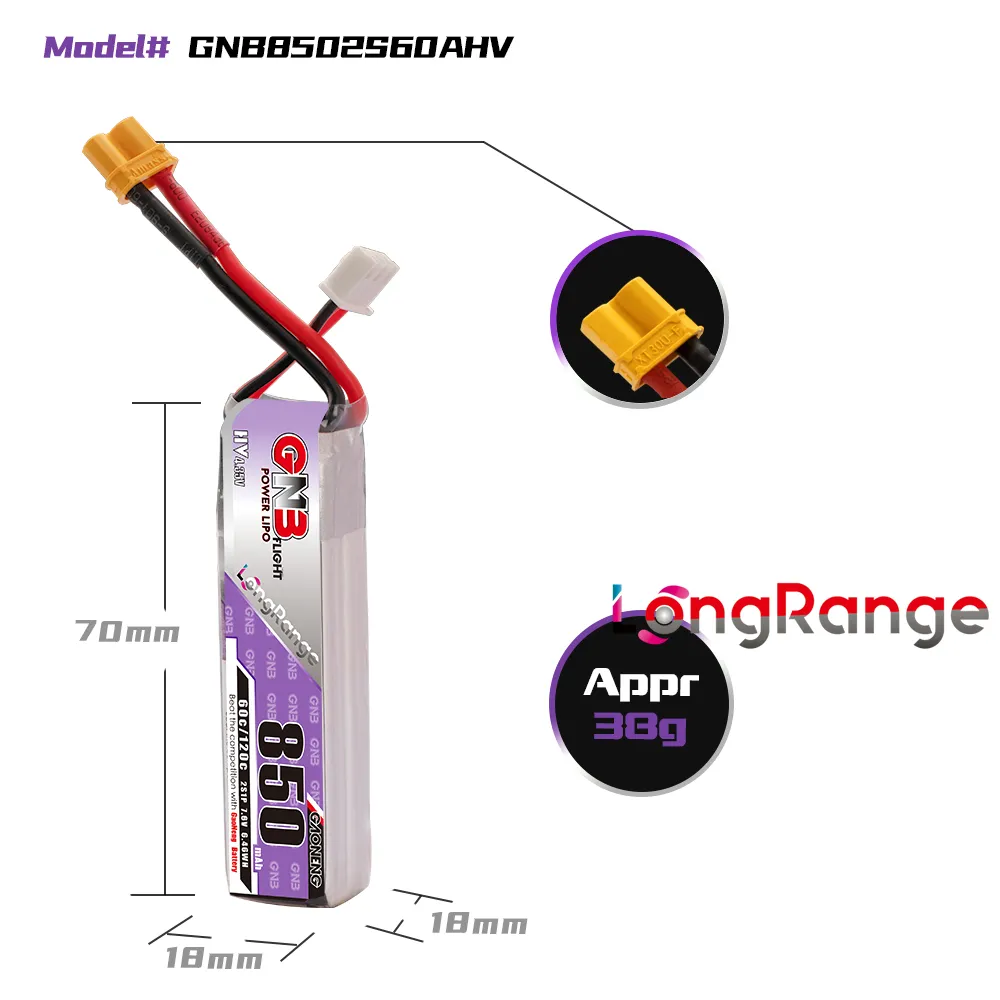Baterai LiPo GAONENG GNB 850mA - Drone Kit Racing ulasan dan harga